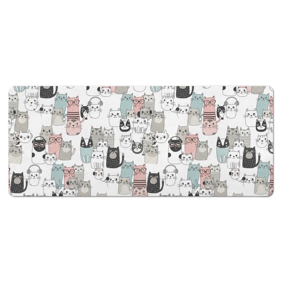 Multicolor Cat Head White Pattern Diatomite Bath Mat, Kitchen Absorbent ...