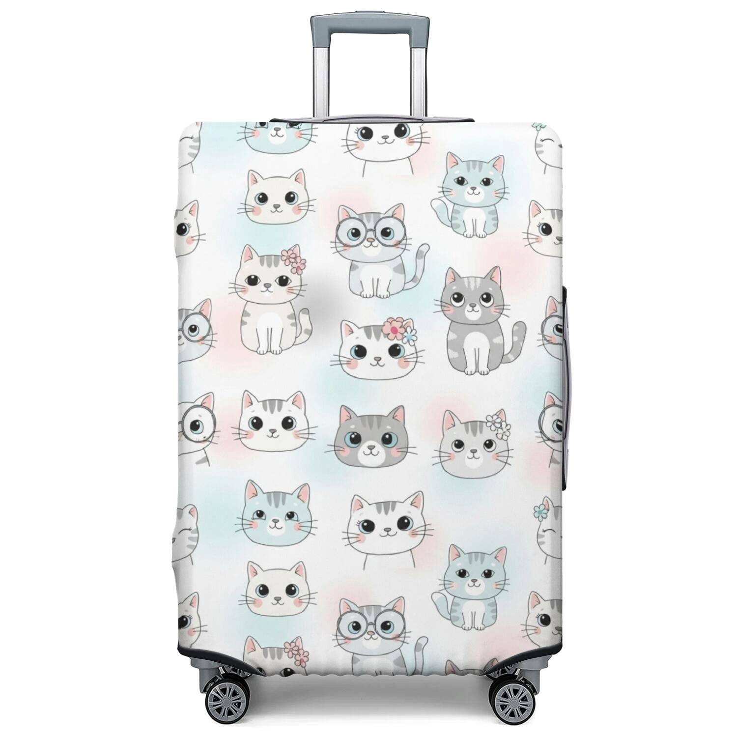 Patterns Chloses Multicolor Cat Head White Pattern Luggage Cover,Stretch Suitcase Dust ...