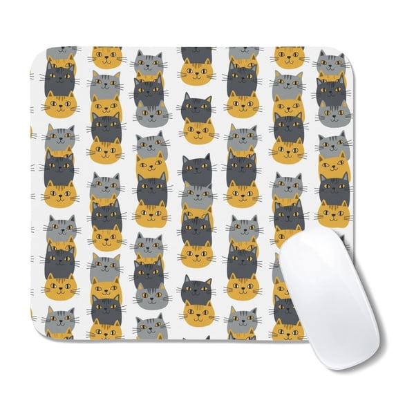 Multicolor Cat Head White Pattern Square Mouse Pad, Home Office Pad ...