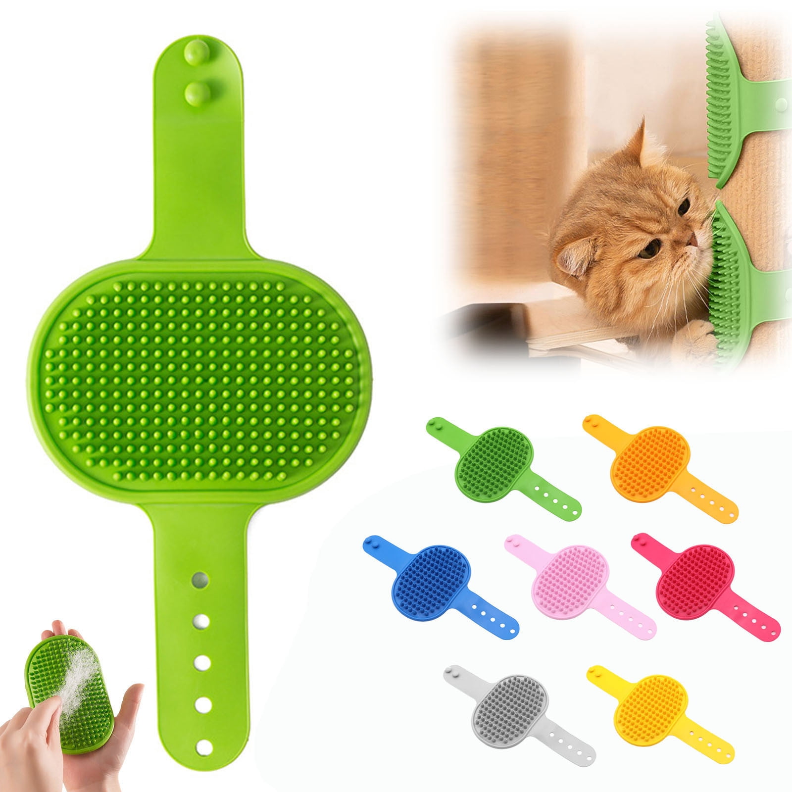 View of Multicolor Cat Self Groomer Brush, Double Compartment Cat Self Groomer ...