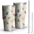 Multicolor Cat and Stripe Beige Pattern Tumbler 1 Pack, Vacuum ...