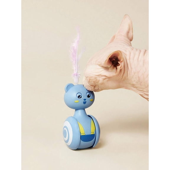 Multicolor Cat Tumbler Toy With Feather Interactive Self-Rolling Pet Toy