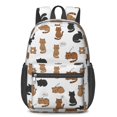 thumbnail image 1 of Multicolor Cat White Pattern 17" Waterproof Oxford School Backpacks for Teens, S-Shape Padded Straps, for School, Travel, Hiking, Camping, 1 of 5