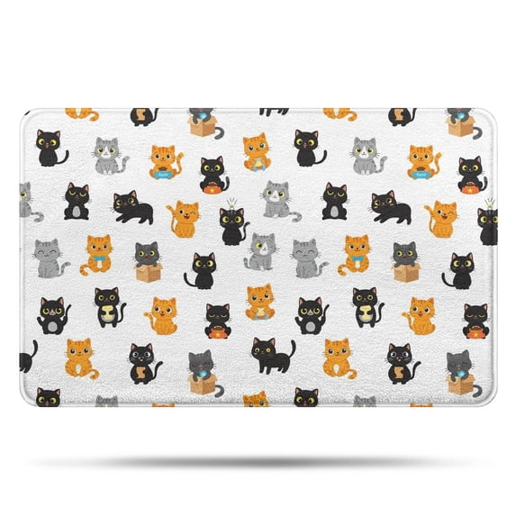 Soft Cat Rug Multicolor Cat White Pattern Non Slip Microfiber Bathroom Rugs, Soft ...