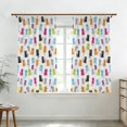 Multicolor Cat White Pattern Pinch Pleat Semi Sheer Linen Curtains ...