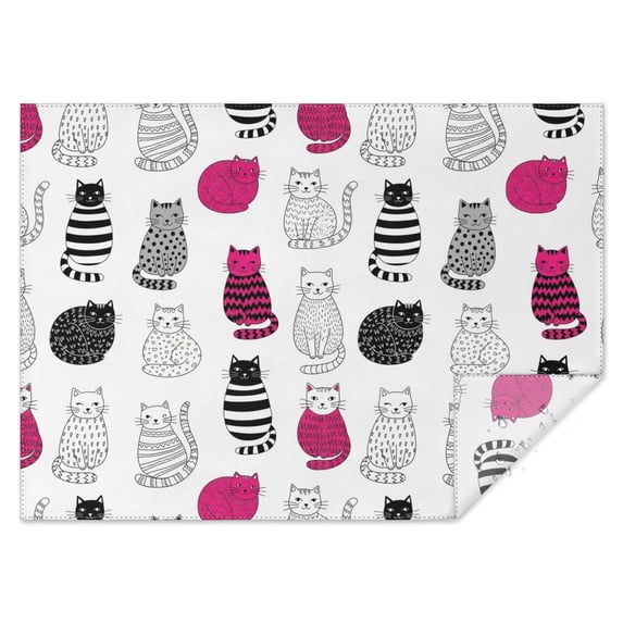 Multicolor Cat White Pattern Waterproof Tablecloth, Rectangular Outdoor ...