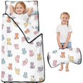 thumbnail image 1 of Multicolor Cat White Pattern Teens Toddler Nap Mat with Pillow, Sleeping Mat Bag for Preschool Daycare 50"x20", 1 of 6