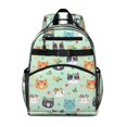 thumbnail image 1 of Multicolor Cat and Flower Green Pattern Cute School Backpack Bag for School with Padded Back and Adjustable Shoulder Straps 15.25"x11.5"x5.25", 1 of 5