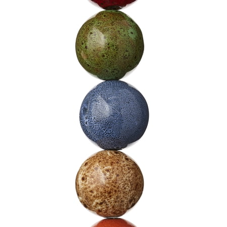Multicolor Ceramic Round Beads - 24mm by Bead Landing