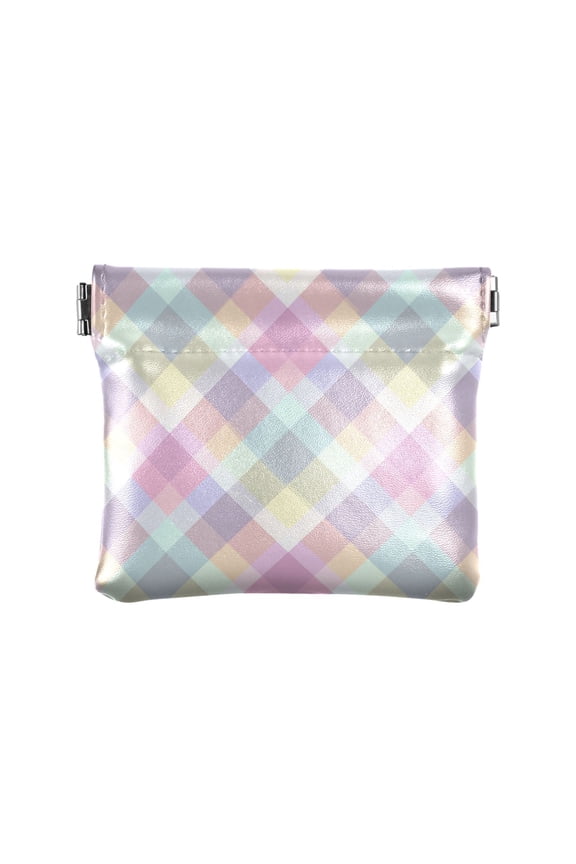 Multicolor Checkered Pattern Women's Coin Purses Change Pouches Wallets Makeup Bags Portable Jewelry Bags Cosmetic Accessories
