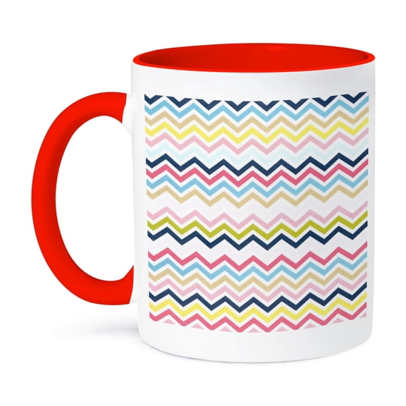 3dRose, Multicolor Chevron., 15oz Two-Tone Red Mug