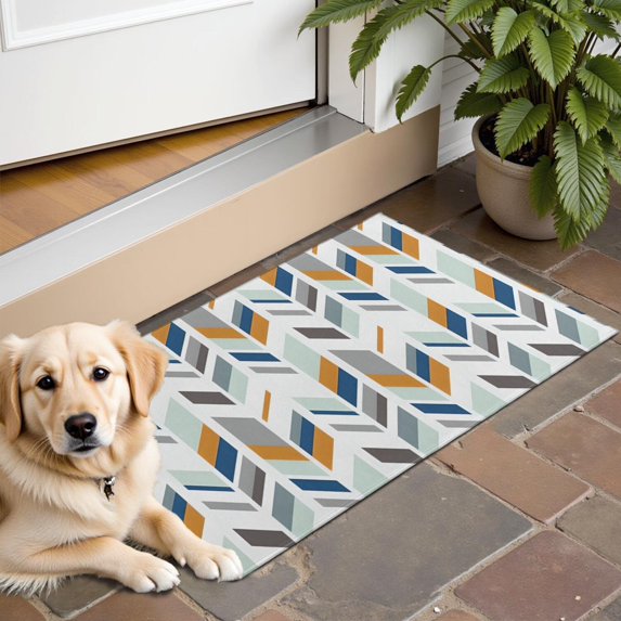 Multicolor Chevron Pattern Door Rugs,Washable Non Slip Door Mats Indoor,Decorative Door Mats,Entry Mat Indoor for Entrance,Bedroom,Kitchen,Bathroom,16"x24"