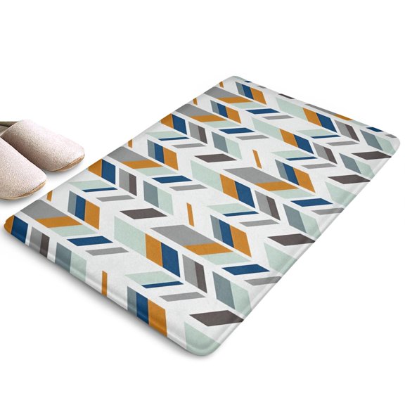 Multicolor Chevron Pattern Flannel Non Slip Door Rugs,Washable Door Mats Indoor,Decorative Door Mats,Dirt-Resistant and Absorbent Doormat for Entrance,Bedroom,Kitchen,Bathroom,23.5x16in(60x40cm)