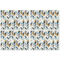 Multicolor Chevron Pattern Summer Placemats Table Placemats Set Of 4-Linen Kitchen Washable Placemats Table Mats 11.8"x17.7" Non-Slip Heat Resistant