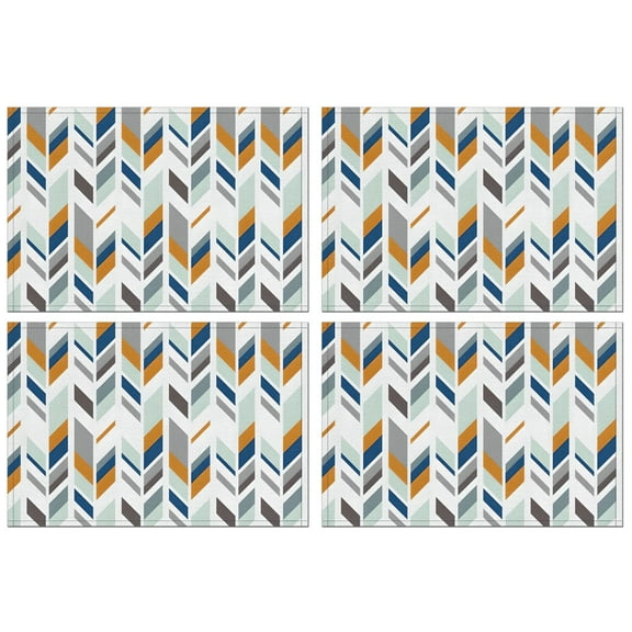 Multicolor Chevron Pattern Summer Placemats Table Placemats Set Of 4-Linen Kitchen Washable Placemats Table Mats 11.8"x17.7" Non-Slip Heat Resistant