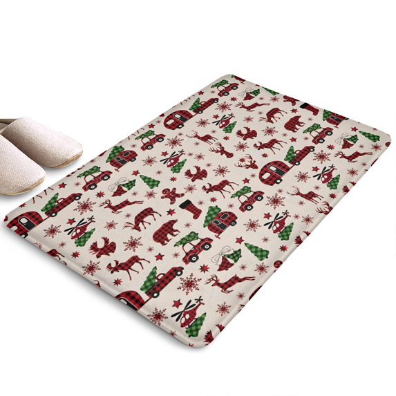 Multicolor Christmas Camping Flannel Non Slip Door Rugs,Washable Door Mats Indoor,Decorative Door Mats,Dirt-Resistant and Absorbent Doormat for Entrance,Bedroom,Kitchen,Bathroom,31.5"x17"