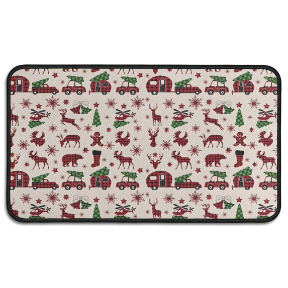 Multicolor Christmas Camping Pattern Door Rugs,Washable Non Slip Door Mats Indoor,Decorative Door Mats,Entry Mat Indoor for Entrance,Bedroom,Kitchen,Bathroom,30"x17"