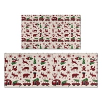 Multicolor Christmas Camping Pattern Kitchen Rugs Sets Of 2,Anti Fatigue Kitchen Mat Rugs Non Slip Washable,Decorative Kitchen Floor Mats for Kitchen,Sink,Laundry,17"x30" 17"x47"