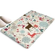 Multicolor Christmas Deer Flannel Non Slip Door Rugs,Washable Door Mats Indoor,Decorative Door Mats,Dirt-Resistant and Absorbent Doormat for Entrance,Bedroom,Kitchen,Bathroom,23.5"x16"