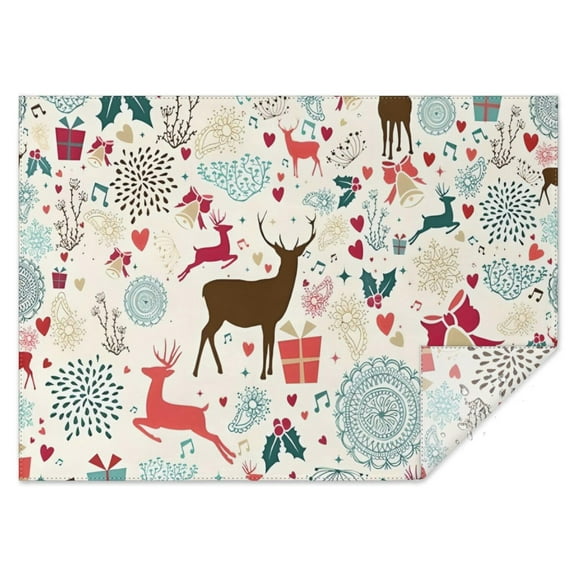 Multicolor Christmas Deer Pattern Rectangle Tablecloth 60"x84",Waterproof Polyester Rectangle Table Cloth, Wipeable Spillproof Polyester Tablecloth for Dining, Camping, Indoor and Outdoor