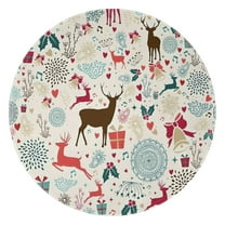 Multicolor Christmas Deer Pattern Round Blanket,Comfortable Soft Flannel Throw Blanket,All Season,Warm Lightweight Blankets for Sofa Bed Couch Living Room Chair 47"x47"