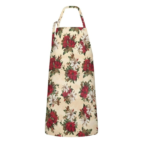 Multicolor Christmas Floral Apron-Garden Aprons for Women with Pockets-Cotton Linen Waterproof Kitchen Cooking Gardening Aprons Adjustable for Kitchen,Cooking,BBQ and Salon 32"x27"