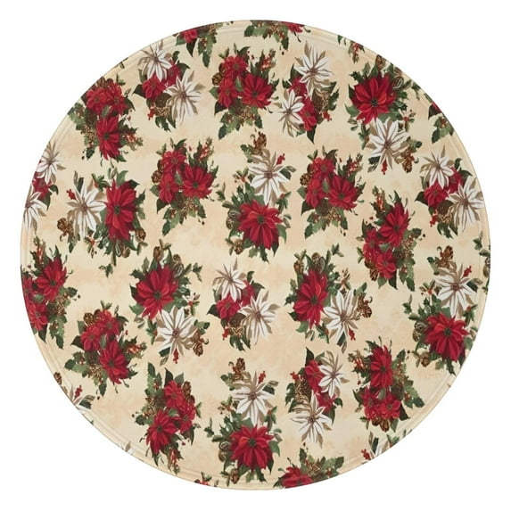 Multicolor Christmas Floral Pattern Round Blanket,Comfortable Soft Flannel Throw Blanket,All Season,Warm Lightweight Blankets for Sofa Bed Couch Living Room Chair 60"x60"