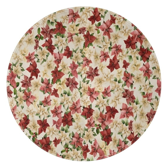 Multicolor Christmas Floral Pattern Round Blanket,Comfortable Soft Flannel Throw Blanket,All Season,Warm Lightweight Blankets for Sofa Bed Couch Living Room Chair 47"x47"