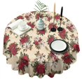thumbnail image 1 of Multicolor Christmas Floral Pattern Round Tablecloth 60"x60",Wrinkle Wipeable Table Cloth for Kitchen Dining Room Picnic Patio Party, 1 of 6
