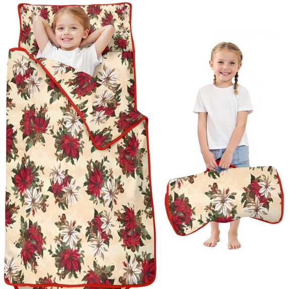 Multicolor Christmas Floral Pattern Toddler Nap Mats for Kids Preschool,50"x20" Sleeping Mat Bag or Kids,Toddler Sleeping Bag,Toddler Nap Mat or Daycare