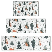 Multicolor Christmas Forest Pattern Kitchen Rugs Sets Of 3,Kitchen Runner Rugs Non Skid Washable,Decorative Kitchen Floor Mats for Kitchen,Sink,Laundry,17"x30" 17"x47" 17"x59"