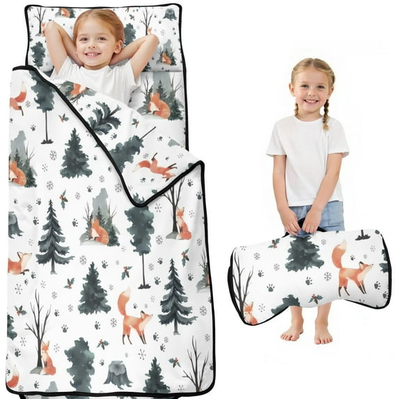 Multicolor Christmas Forest Pattern Toddler Nap Mats for Kids Preschool,50"x20" Sleeping Mat Bag or Kids,Toddler Sleeping Bag,Toddler Nap Mat or Daycare