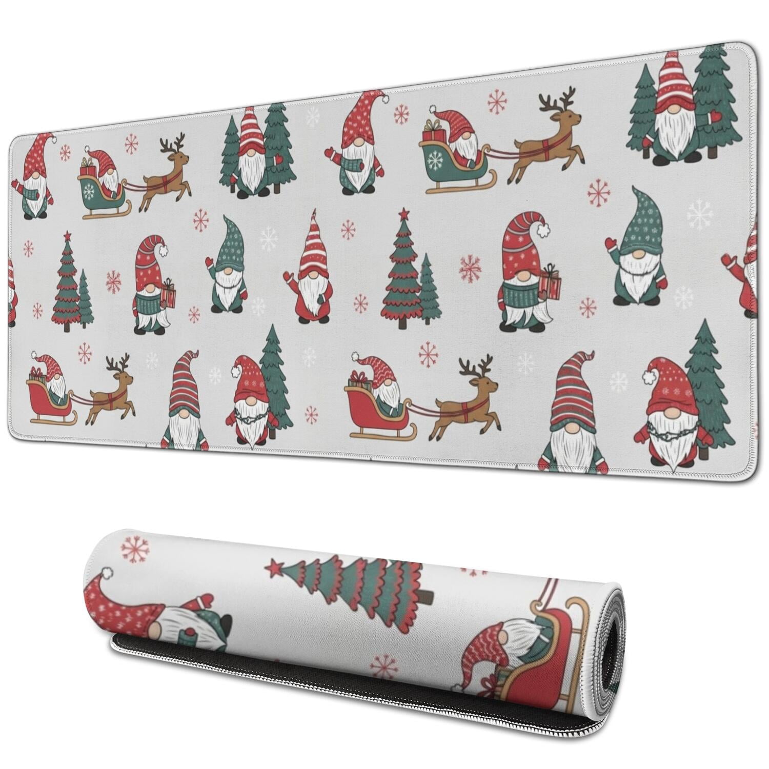 Edge Protection Signane Multicolor Christmas Gnome Pattern Extended Large Mouse Pad, Desk ...