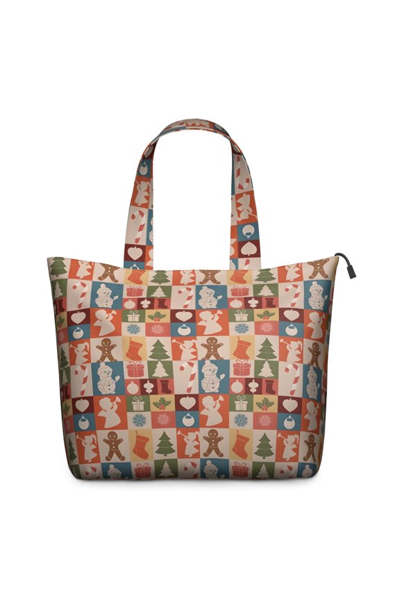 Multicolor Christmas Icon Pattern Travel Tote Bags for Women Carry On,Large Weekender Bags for Women Travel,Multi Functional Duffle Bag for Work,Shopping,Sports