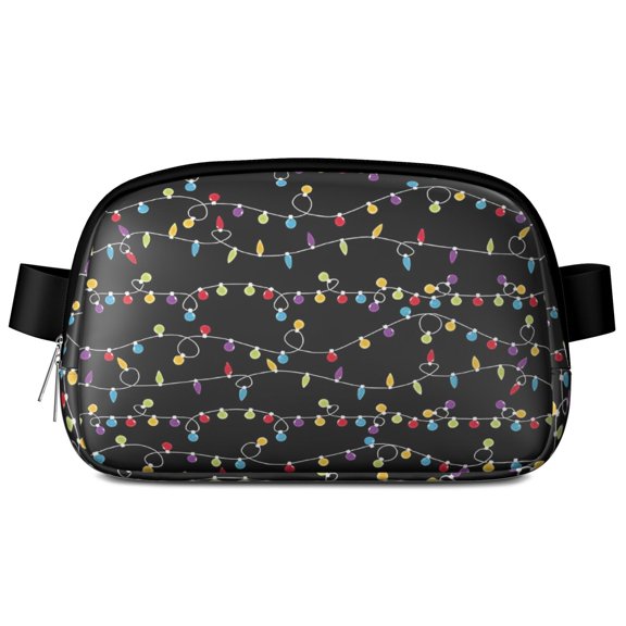 Multicolor Christmas Light Pattern Cute Fanny Packs for Women,Travel Waterproof Crossbody Fanny Bags Waist Purse for Women Anti Theft Adjustable Strap for Running Travel Cycling