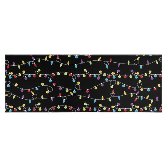Multicolor Christmas Light Pattern Kitchen Rug Mat,Kitchen Runner Rugs Non Skid Washable,Decorative Kitchen Floor Mats for Kitchen,Sink,Laundry,17"X47"