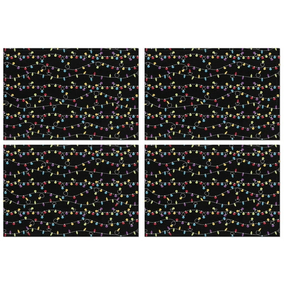 Multicolor Christmas Light Pattern Summer Placemats Table Placemats Set Of 4-Linen Kitchen Washable Placemats Table Mats 11.8"x17.7" Non-Slip Heat Resistant