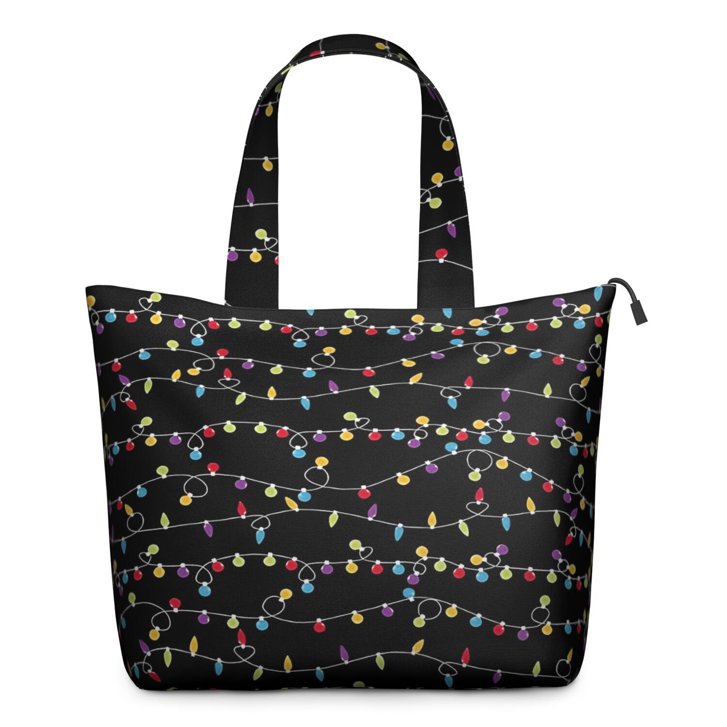 Multicolor Christmas Light Pattern Travel Tote Bags for Women Carry On,Large Weekender Bags for Women Travel,Multi Functional Duffle Bag for Work,Shopping,Sports