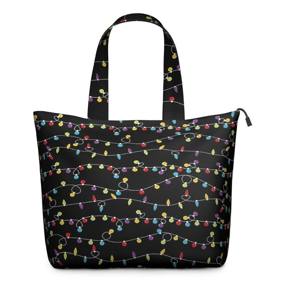 Multicolor Christmas Light Pattern Travel Tote Bags for Women Carry On,Large Weekender Bags for Women Travel,Multi Functional Duffle Bag for Work,Shopping,Sports