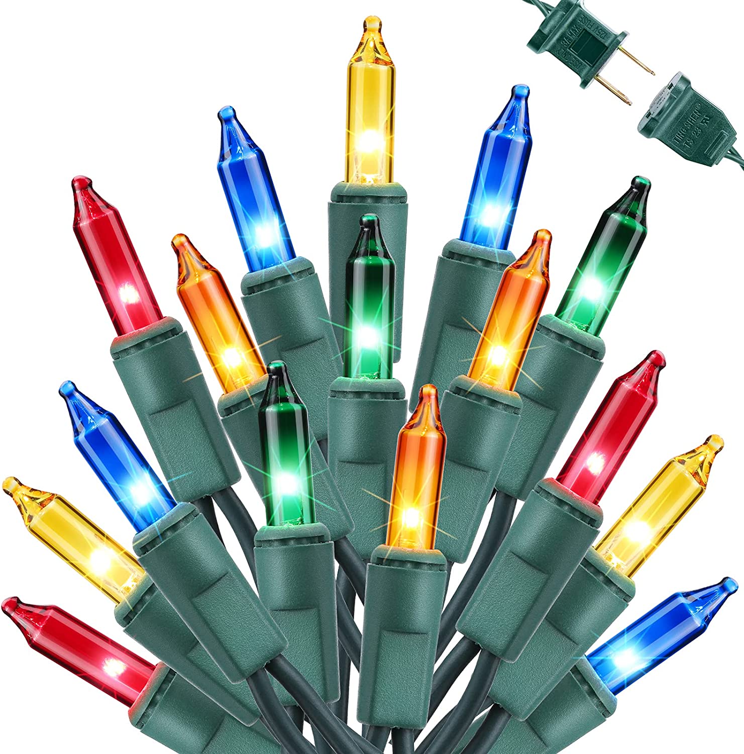 Multicolor Christmas Lights, 33ft 100 Count Incandescent Lights