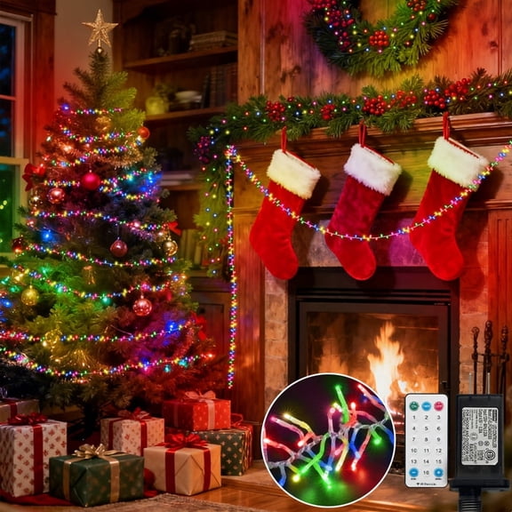 Multicolor Christmas Mini LightsTree Lights Outdoor Cluster Light1000 LED Firecrackers String, 16 Modes Timer Remote Waterproof Plug in Twinkle Fairy for Garland Window Party