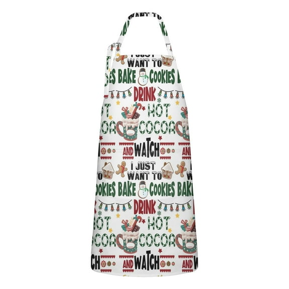Multicolor Christmas Apron-Garden Aprons for Women with Pockets-Cotton Linen Waterproof Kitchen Cooking Gardening Aprons Adjustable for Kitchen,Cooking,BBQ and Salon 32"x27"