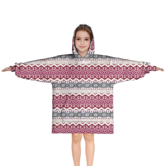 Multicolor Christmas Pattern Blanket Hoodies for Kids 6-13YR Oversize Wearable Blanket Hoodies for Boys Girls Teens