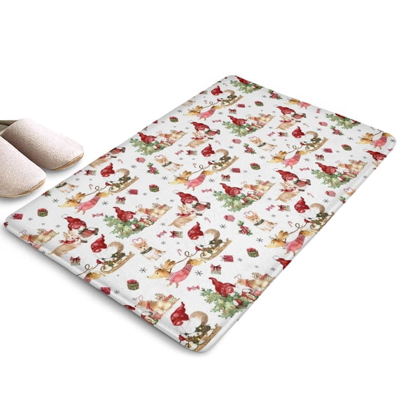 Multicolor Christmas Pattern Flannel Non Slip Door Rugs,Washable Door Mats Indoor,Decorative Door Mats,Dirt-Resistant and Absorbent Doormat for Entrance,Bedroom,Kitchen,Bathroom,23.5x16in(60x40cm)