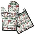 thumbnail image 1 of Multicolor Christmas Pattern Kitchen Oven Mitt and Pot Holder Sets 2 Pcs for Baking, Cooking and Grilling, Heat Resistant Up To 392 °F, 1 of 7