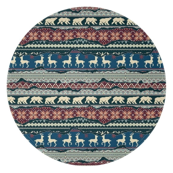 Multicolor Christmas Pattern Round Blanket,Comfortable Soft Flannel Throw Blanket,All Season,Warm Lightweight Blankets for Sofa Bed Couch Living Room Chair 60"x60"