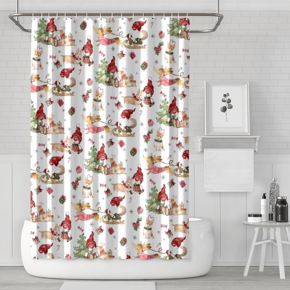Multicolor Christmas Pattern Shower Curtain 72"x72" ,Bathroom Decorative Shower Curtains Set with 12 Hooks,Modern Waterproof Washable Shower Curtain