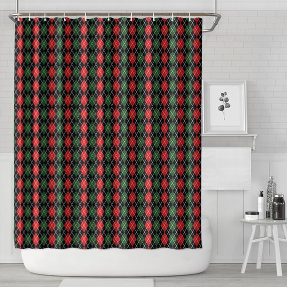 Multicolor Christmas Pattern Shower Curtain 84"x72" ,Bathroom Decorative Shower Curtains Set with 12 Hooks,Modern Waterproof Washable Shower Curtain