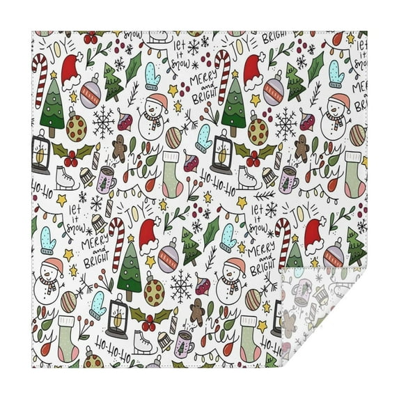 Multicolor Christmas Pattern Square Tablecloth,Waterproof Square Table Cover,Wipeable Spillproof Washable Table Cover for Home Kitchen Party Decor 52"x52"(132x132cm)