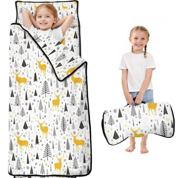 Multicolor Christmas Pattern Toddler Nap Mats for Kids Preschool,59"x22" Sleeping Mat Bag or Kids,Toddler Sleeping Bag,Toddler Nap Mat or Daycare